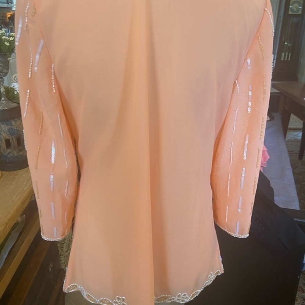 Midnight Velvet Peach‎ Beaded Jacket size medium vintage style jacket - Picture 4 of 12